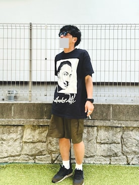 「NIKE×undercoverのアイテム（スニーカー、ブラック系）」を使った、gulzouさん（メンズ・163cm）の春コーディネート