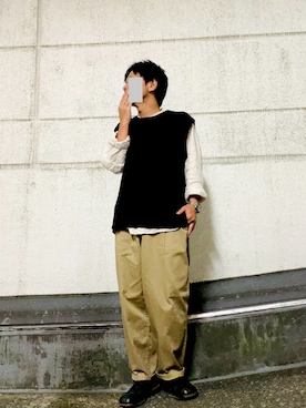 「アイテム（ベスト）」を使った、gulzouさん（メンズ・163cm）の秋コーディネート