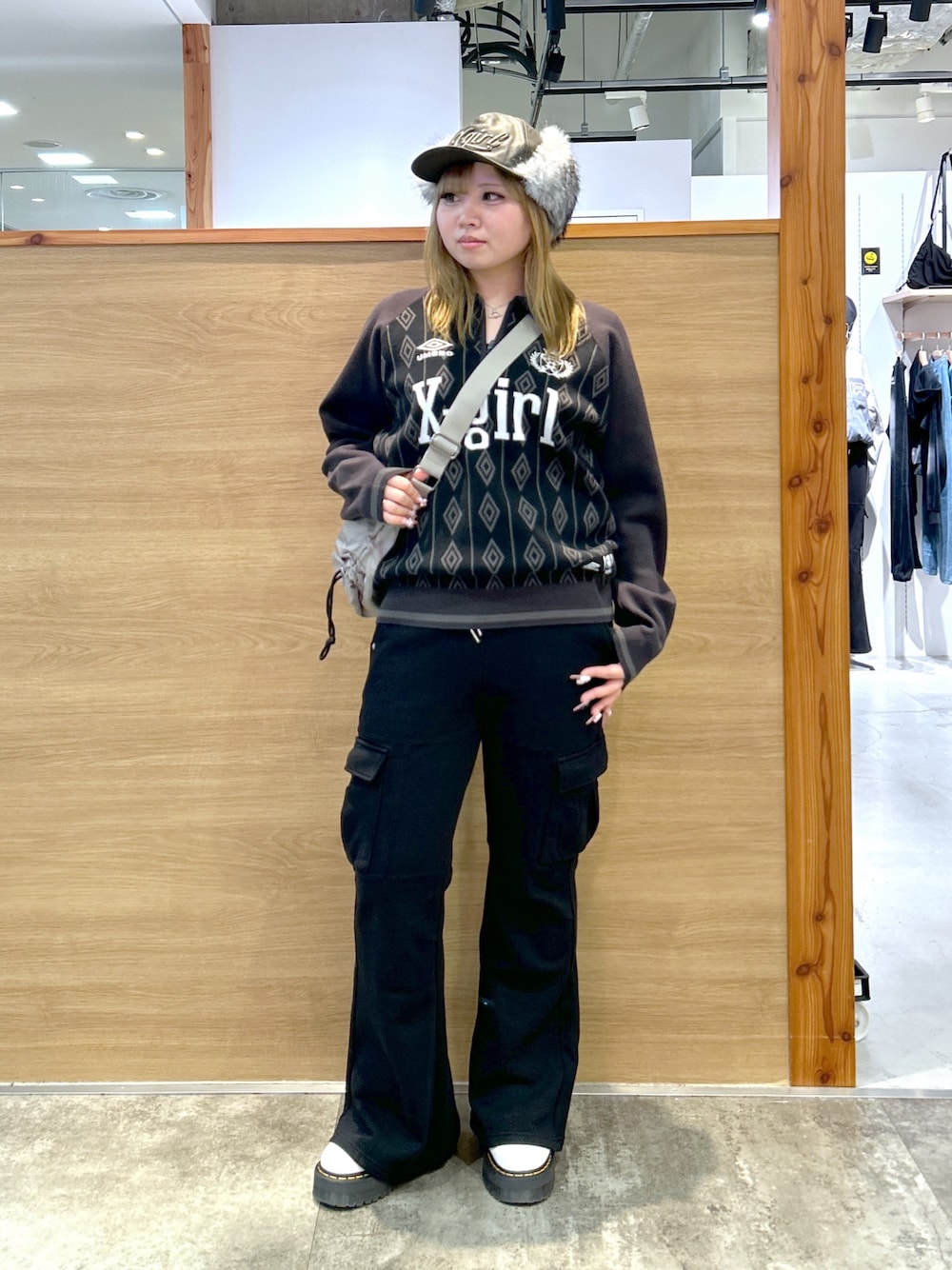 UMBRO（アンブロ）の「X-girl x UMBRO HALF ZIP JACQUARD KNIT TOP