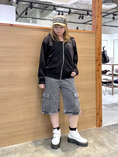 FACE PATCH AND LOGO ZIP UP SWEAT HOODIE（パーカー）｜X-girl