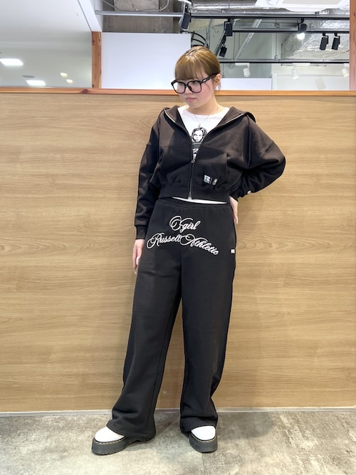 【✨美品✨】RRL フルジップパーカー XS アメリカ製 X-girl × Russell SCRIPT LOGO ZIP UP SWEAT HOODIE（パーカー