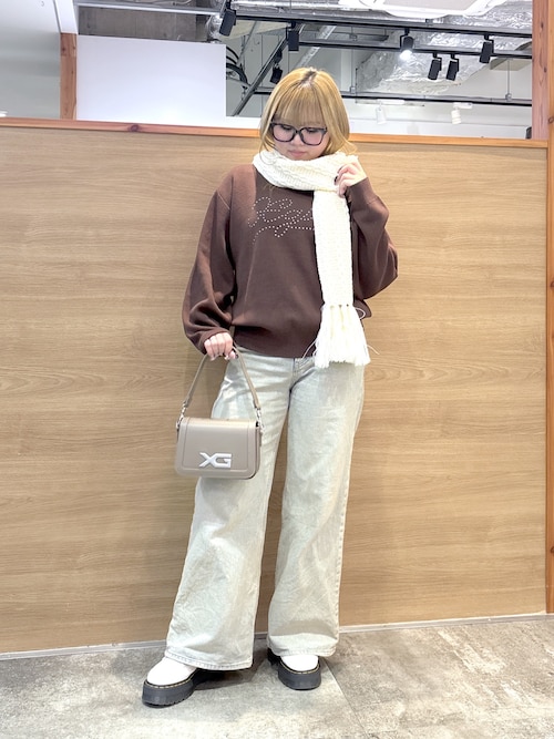 RUBBER PATCH KNIT SCARF（マフラー）｜X-girl（エックスガール）の