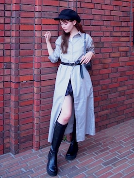「アイテム（シャツワンピース）」を使った、Lepus Faë officialさん（レディース・158cm）の秋コーディネート