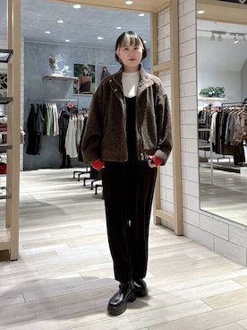 「アイテム（オールインワン・サロペット）」を使った、Hanokoさん（レディース・169cm）の冬コーディネート