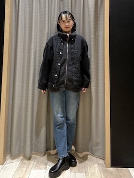 「LEPSIM（レプシィム）のデニムボアドッキングジャケット　593752（デニムジャケット）」を使った、Hanokoさん（レディース・169cm）の秋コーディネート