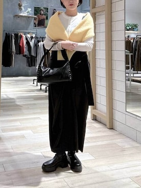 「アイテム（つなぎ/オールインワン）」を使った、Hanokoさん（レディース・169cm）の冬コーディネート