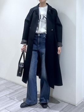 「アイテム（ステンカラーコート）」を使った、makiさん（レディース・170cm）の秋コーディネート