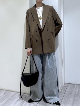 「アイテム（テーラードジャケット）」を使った、makiさん（レディース・170cm）の秋コーディネート