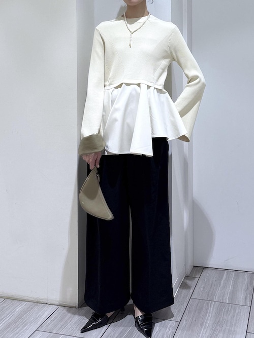 サステナブル】ペプラムコンビニットプルオーバー（Tシャツ/カットソー