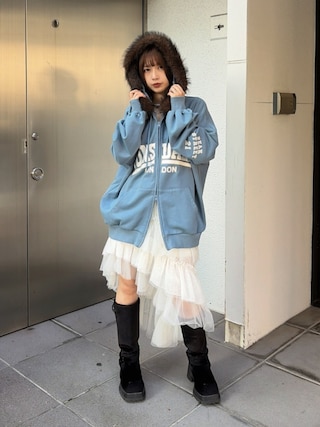 「jouetie(ジュエティ)のマルチチャームレイヤードネックレス(ネックレス)」を使った、Nunさん(レディース・156cm)の秋コーディネート