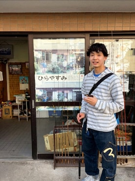 「EVISU（エヴィス）のアイテム」を使った、asantosanさん（メンズ・163cm）の春コーディネート