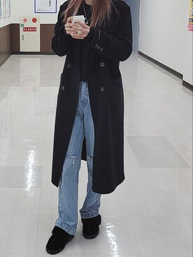 「mejiwooのアイテム（ジャケット/アウター、ブラック系）」を使った、meguさん（レディース・170cm）の春コーディネート
