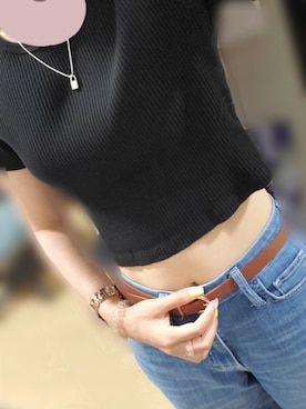 「UNIQLO（ユニクロ）のアイテム（トップス、ブラック系）」を使った、meguさん（レディース・170cm）の夏コーディネート