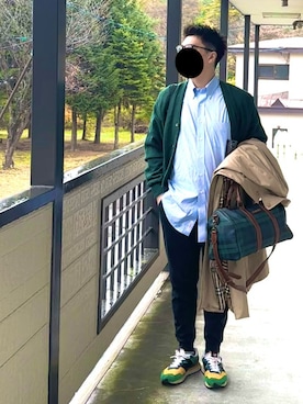 「アイテム（ステンカラーコート）」を使った、d さん（メンズ・173cm）の秋コーディネート