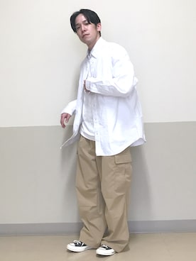 「WEGO（ウィゴー）のアイテム（カーゴパンツ）」を使った、しんごさん（メンズ・169cm）の春コーディネート