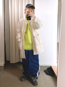 「アイテム（ミリタリージャケット、ホワイト系）」を使った、𝙱 𝙸 𝚆 𝙰      さん（レディース・158cm）の冬コーディネート