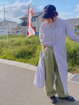「coca（coca）（コカ）のアイテム（シャツワンピース）」を使った、𝙱 𝙸 𝚆 𝙰      さん（レディース・158cm）の春コーディネート