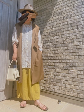 「antiqua（アンティカ）のアイテム（ノーカラージャケット）」を使った、𝙱 𝙸 𝚆 𝙰      さん（レディース・158cm）の夏コーディネート