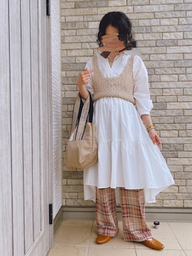 「coca（coca）（コカ）のアイテム（シャツワンピース）」を使った、𝙱 𝙸 𝚆 𝙰      さん（レディース・158cm）の夏コーディネート