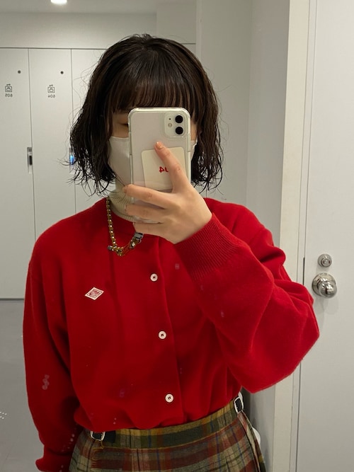 【ラスト1点】ダントン　ウール100% レッドカーディガン 楽天市場】ダントン danton ラムウール クルーネック