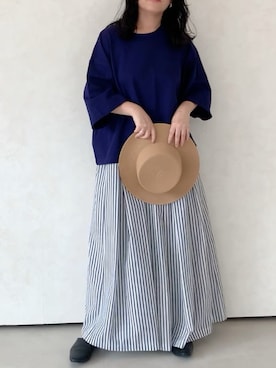 「Libra Cue（リブラ キュー）のアイテム（帽子）」を使った、Libra Cue_abeさん（レディース・158cm）の夏コーディネート