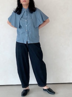「Libra Cue（リブラ キュー）のアイテム（パンツ）」を使った、Libra Cue_abeさん（レディース・158cm）の夏コーディネート