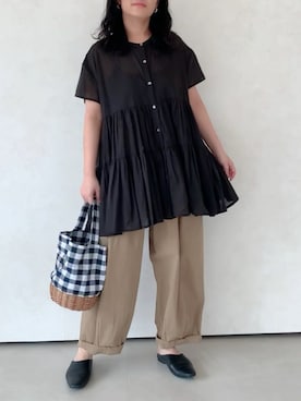 「Libra Cue（リブラ キュー）のアイテム（パンツ）」を使った、Libra Cue_abeさん（レディース・158cm）の夏コーディネート