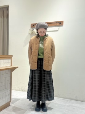 「ロゴニット」｜「アイテム（ブルゾン）」を使った、meguさん（レディース・159cm）の秋コーディネート