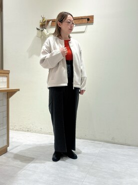「Samansa Mos2 blue（サマンサモスモスブルー）のアイテム（ノーカラージャケット）」を使った、meguさん（レディース・159cm）の秋コーディネート