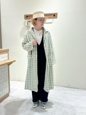 「ミントグリーン」｜「アイテム（その他アウター）」を使った、meguさん（レディース・159cm）の冬コーディネート