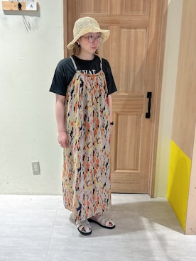 「ペーパーハット」｜「アイテム（ワンピース/ドレス）」を使った、meguさん（レディース・159cm）の夏コーディネート