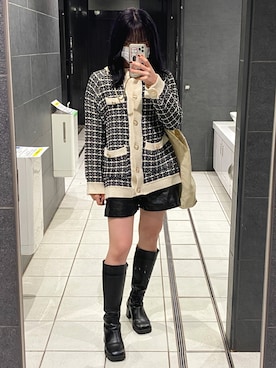 「ロングカーディガン」｜momo∨̈さん（レディース・159cm・20代）の冬コーディネート