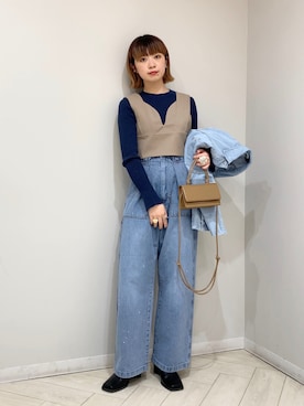 「kbf_ootd」｜「アイテム（デニムジャケット）」を使った、たなりさん（レディース・164cm）の冬コーディネート