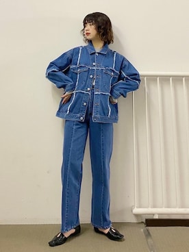 「kbf_ootd」｜「アイテム（デニムジャケット）」を使った、たなりさん（レディース・164cm）の春コーディネート