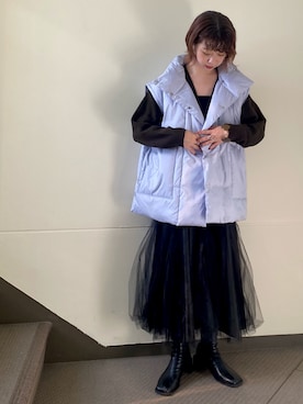 「kbf_ootd」｜「アイテム（ダウンジャケット/コート）」を使った、たなりさん（レディース・164cm）の秋コーディネート