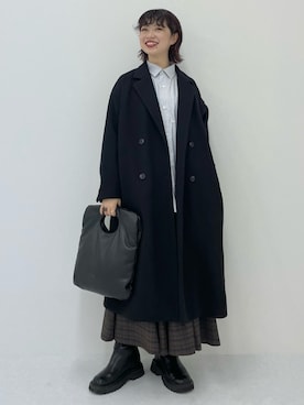 「kbf_ootd」｜「アイテム（チェスターコート）」を使った、たなりさん（レディース・164cm）の冬コーディネート