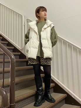 「kbf_ootd」｜「アイテム（ダウンジャケット/コート）」を使った、たなりさん（レディース・164cm）の冬コーディネート