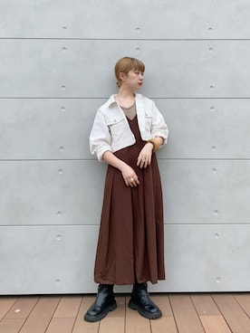 「kbf_ootd」｜「アイテム（デニムジャケット）」を使った、たなりさん（レディース・164cm）の秋コーディネート