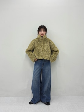 「KBF（ケイビーエフ）のフォルムボアジャケット（その他アウター）」を使った、たなりさん（レディース・164cm）の秋コーディネート