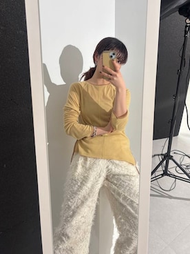 「LAATO（ラート）のpiping sheer tee（Tシャツ/カットソー）」を使った、たなりさん（レディース・164cm）の冬コーディネート