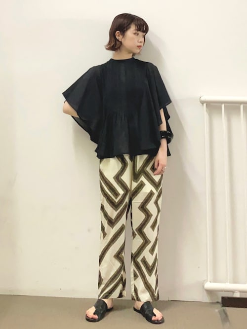 KBF ブラウス シャツ ピンタックバタフライスリーブブラウス