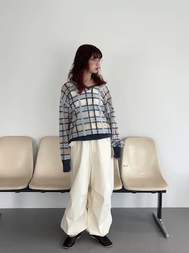 「骨格ストレート」｜「KBF（ケイビーエフ）のアイテム（ニット/セーター）」を使った、たなりさん（レディース・164cm）の夏コーディネート