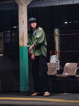 「NULABEL（ニューレーベル）のアイテム」を使った、Kazuhiro Hamadaさん（メンズ・175cm）の夏コーディネート