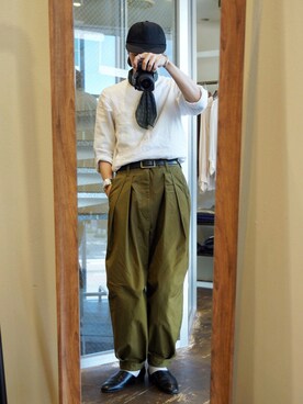 「NULABEL（ニューレーベル）のアイテム（帽子）」を使った、Kazuhiro Hamadaさん（メンズ・175cm）の夏コーディネート