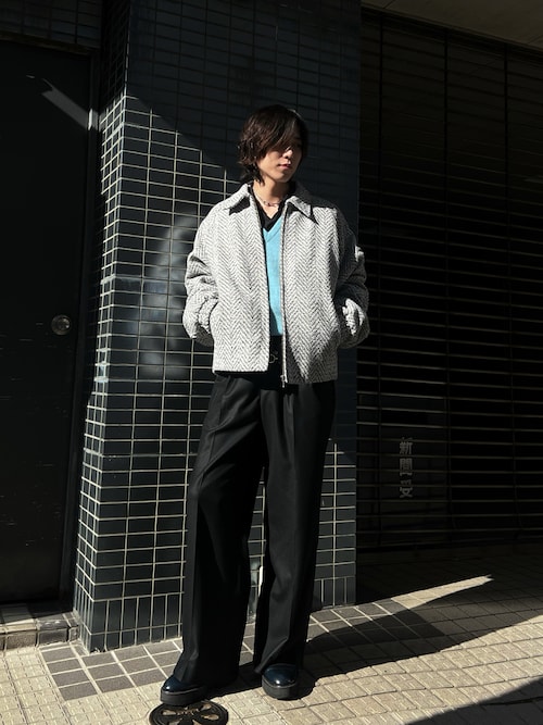 セール】【BLAYMORE】Herringbone Zip Up Blouson / ヘリンボーン