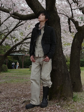 「ATTACHMENT（アタッチメント）のアイテム（ジャケット/アウター）」を使った、Kazuhiro Hamadaさん（メンズ・175cm）の春コーディネート