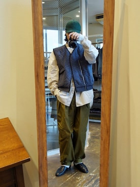 「saby（サバイ）のアイテム（帽子）」を使った、Kazuhiro Hamadaさん（メンズ・175cm）の秋コーディネート
