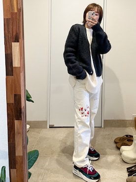 「Paloma Wool（パロマウール）のアイテム（パンツ）」を使った、高橋愛さん（レディース・154cm）の冬コーディネート