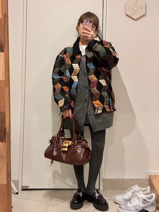 「Vipoa（ヴィポア）のArgyle check knit tights（タイツ/ストッキング）」を使った、高橋愛さん（レディース・154cm）の春コーディネート