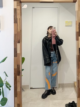 「H&M（エイチ・アンド・エム）のアイテム（パンツ）」を使った、高橋愛さん（レディース・154cm）の秋コーディネート
